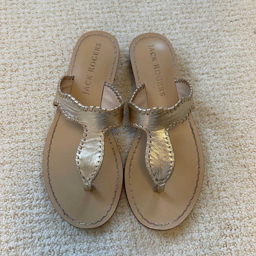 Jack Rogers Gold Sandals Size 6.5